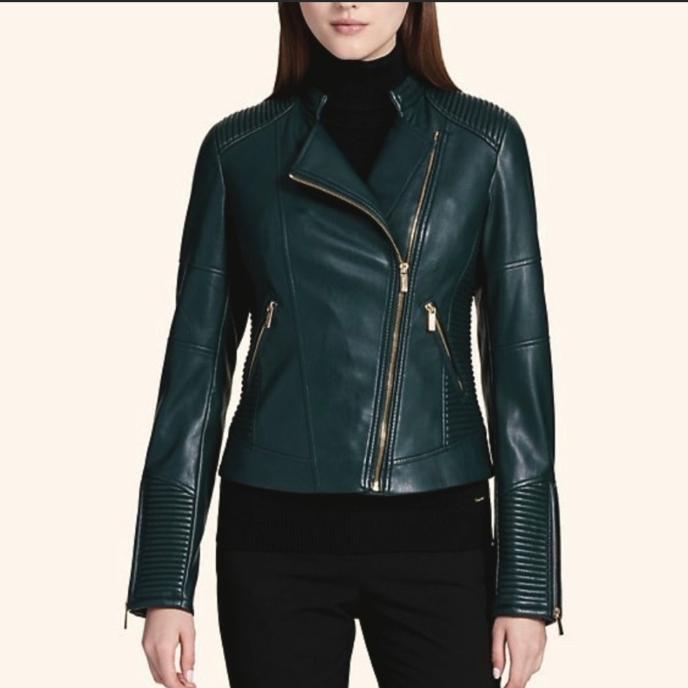 Calvin Klein Green Leather Jacket